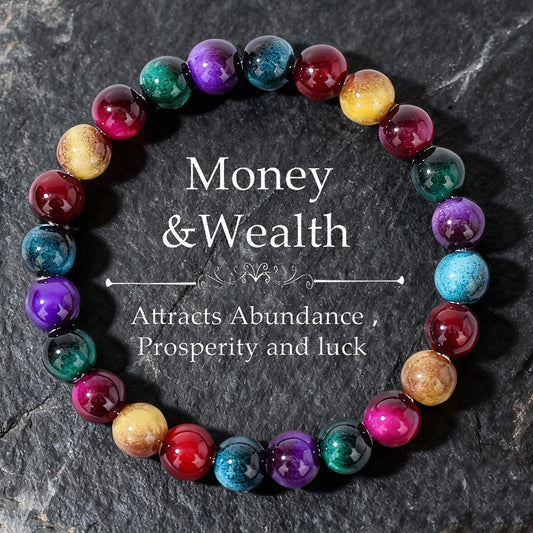 New Trendy Beaded Colorful Faux Tigers Eye Bracelet For Women zbl.